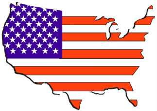 US Flag on outline map
